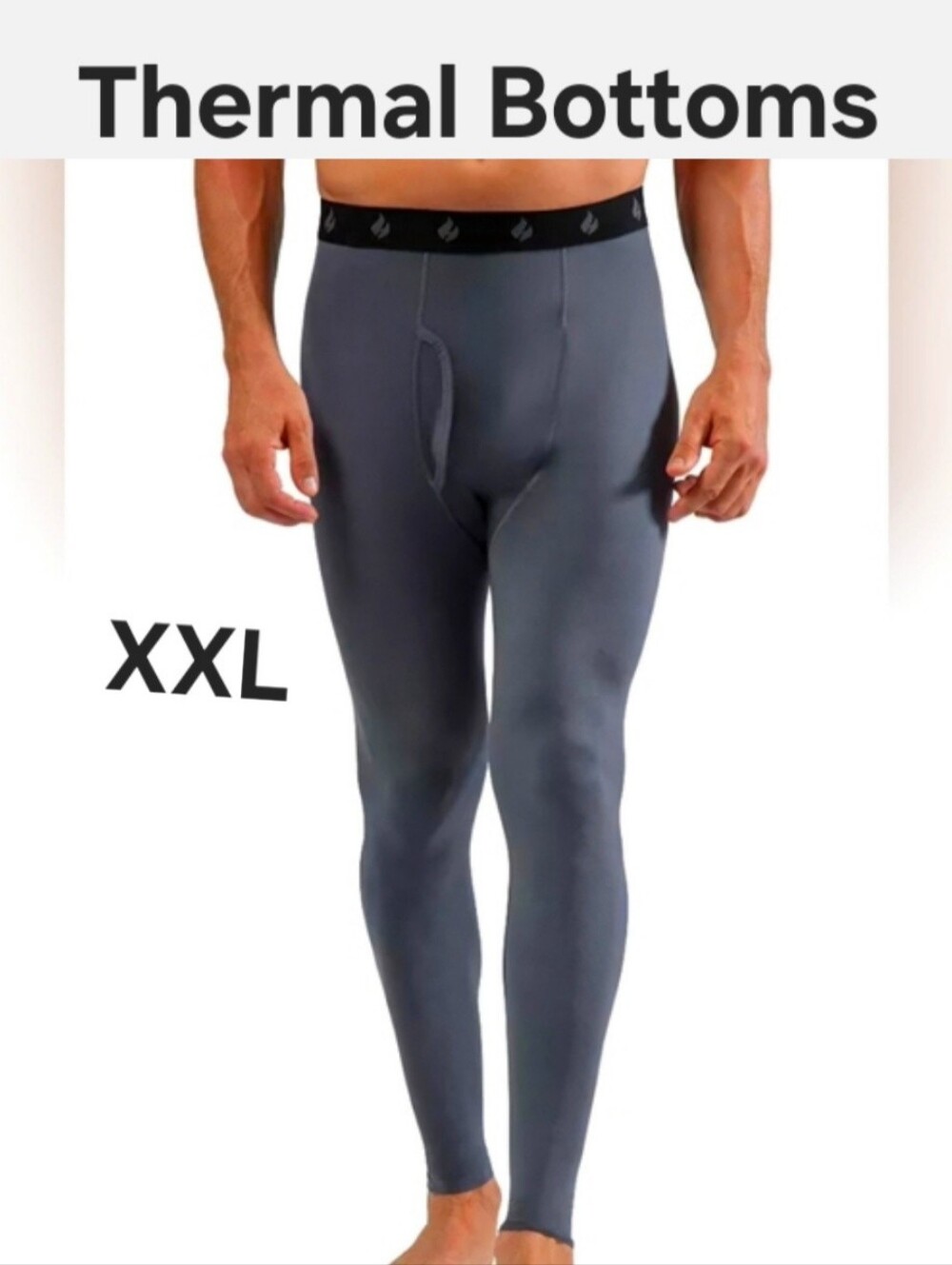 Heat Keep XXL Men's Thermal Bottoms Gray Base Layer
